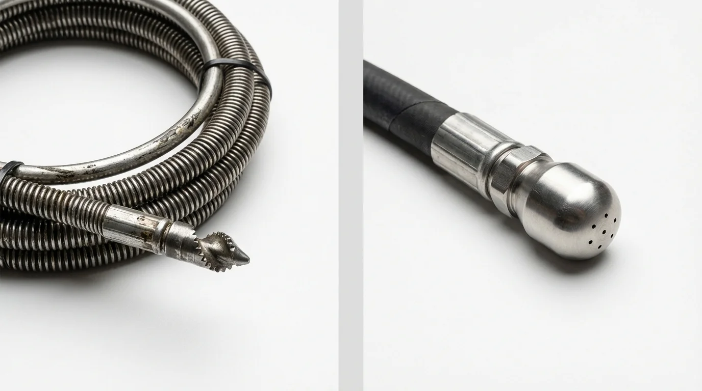 Drain snake cable and hydro jetting nozzle used for drain cleaning in Berlin, PA