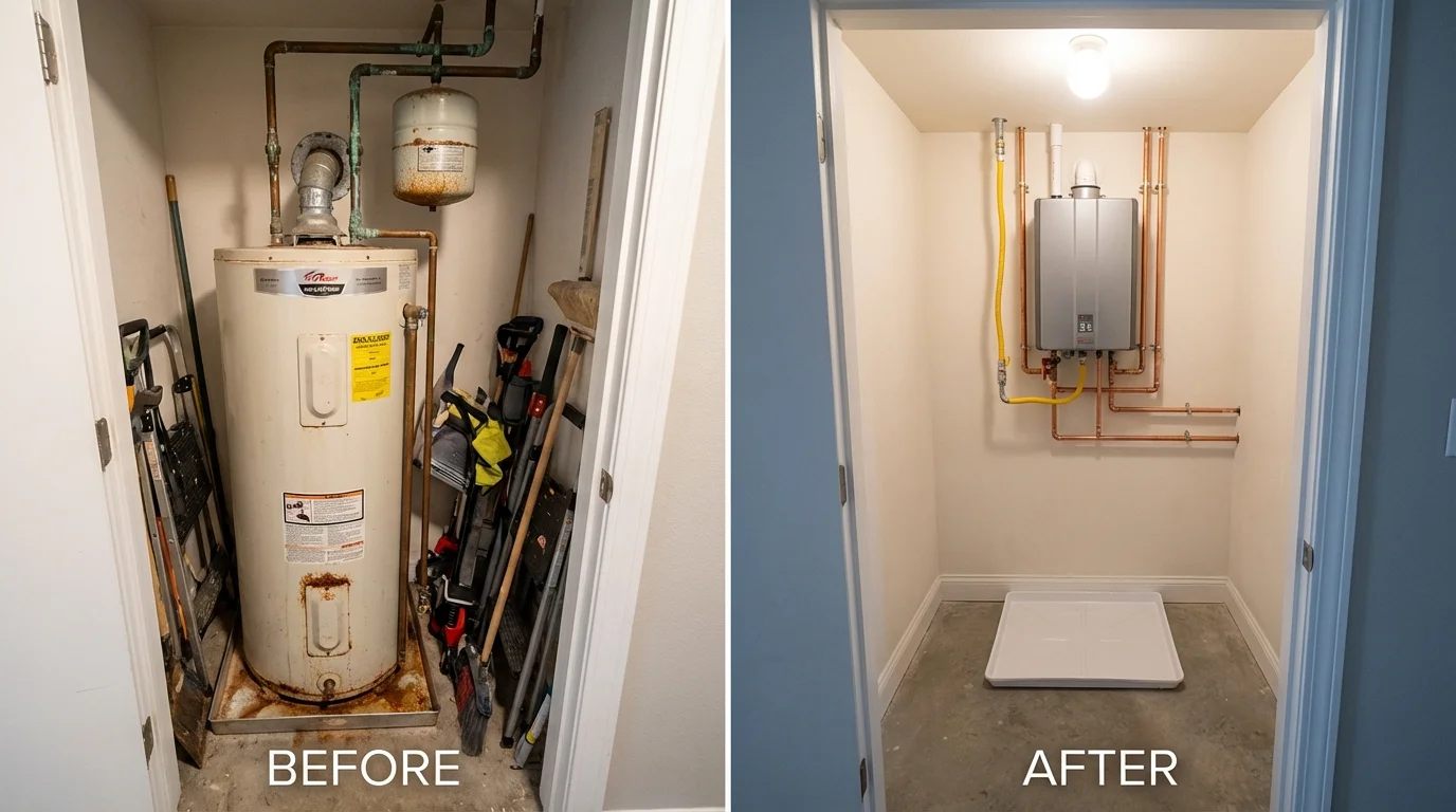 Tank water heater versus wall-mounted tankless unit comparison for Berlin, PA homeowners